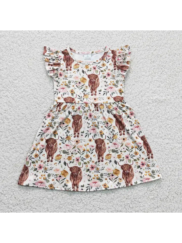 Cinnamon Kids Highland Cow Dress