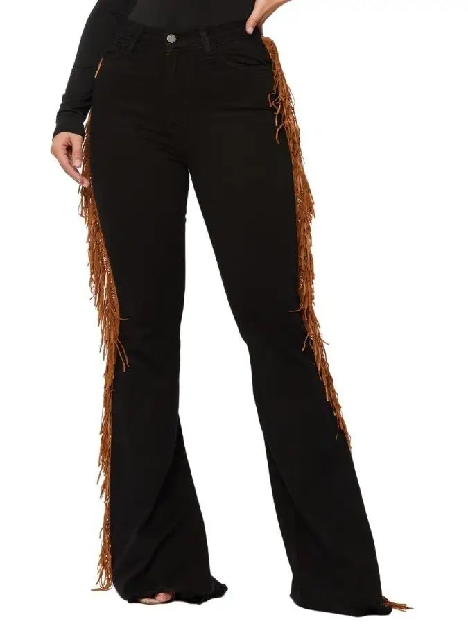 Nova Fringe Detail Black Jeans
