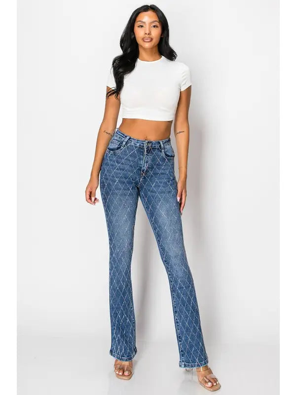 Dove Rhinestone Diamond Jeans