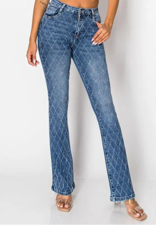 Dove Rhinestone Diamond Jeans