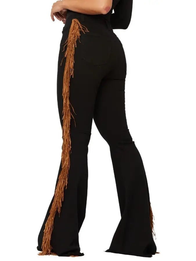 Nova Fringe Detail Black Jeans