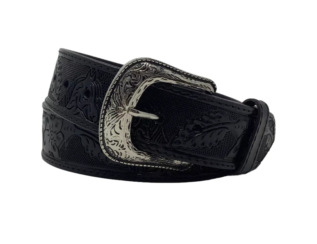 Horse Floral Stamped Belt 2in