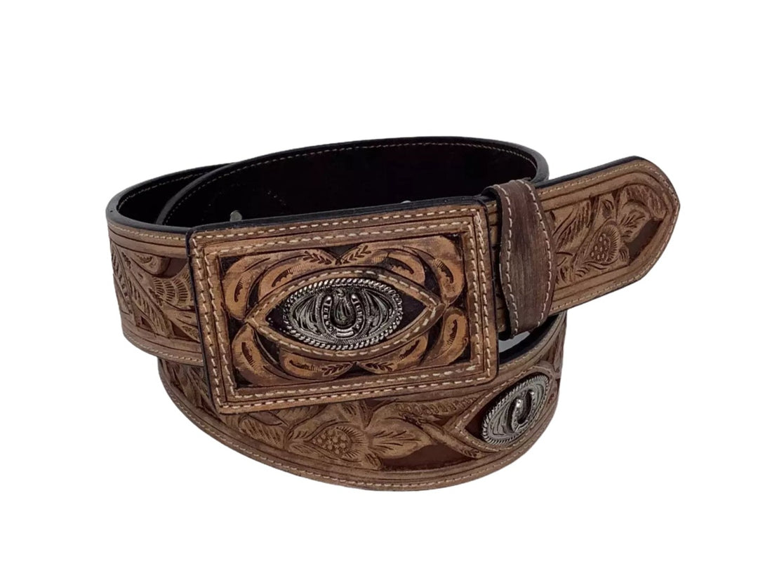 Rhys Leather Horseshoe Concho Belt