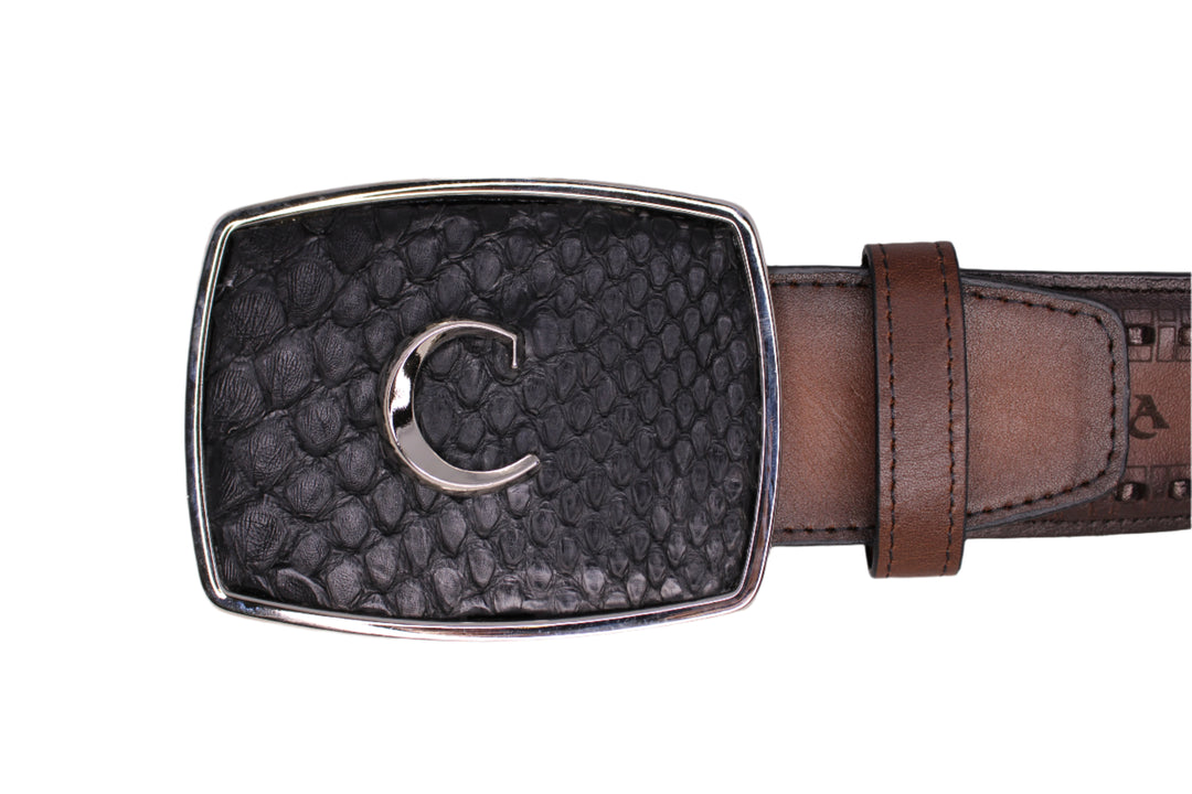 Manuel Black Python Laser Woven Belt