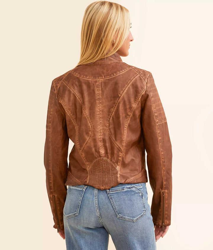 Tanya Faux Leather Cropped Jacket