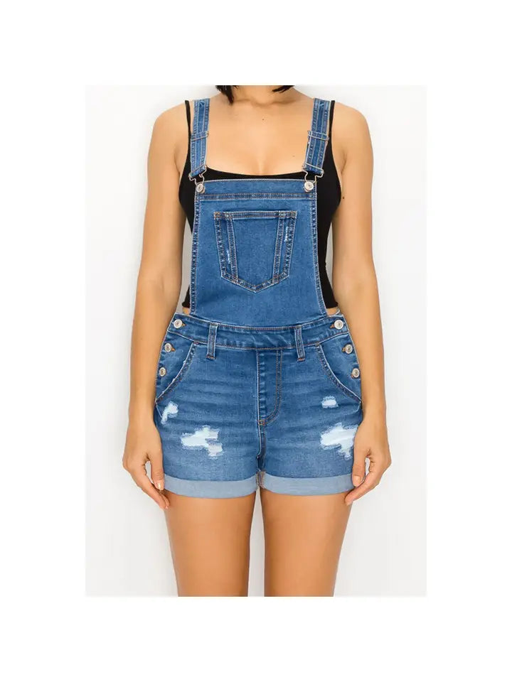 Genie Distressed Shortalls