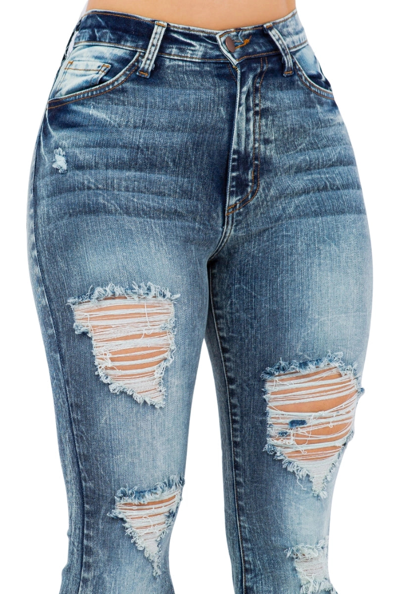 Stormy Bell Bottom Distressed Jeans