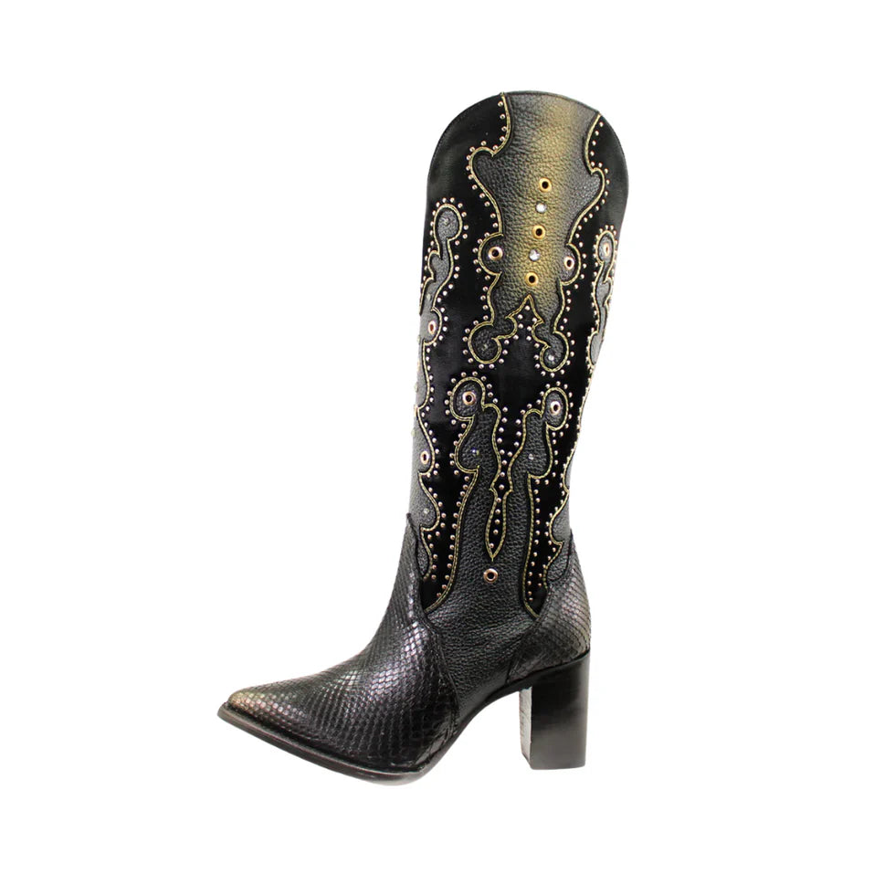 Harriet Black Python Ladies Boots