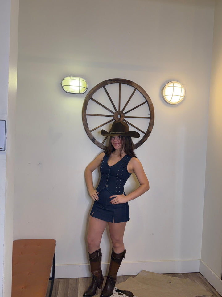 Zara Stud Button Denim Vest