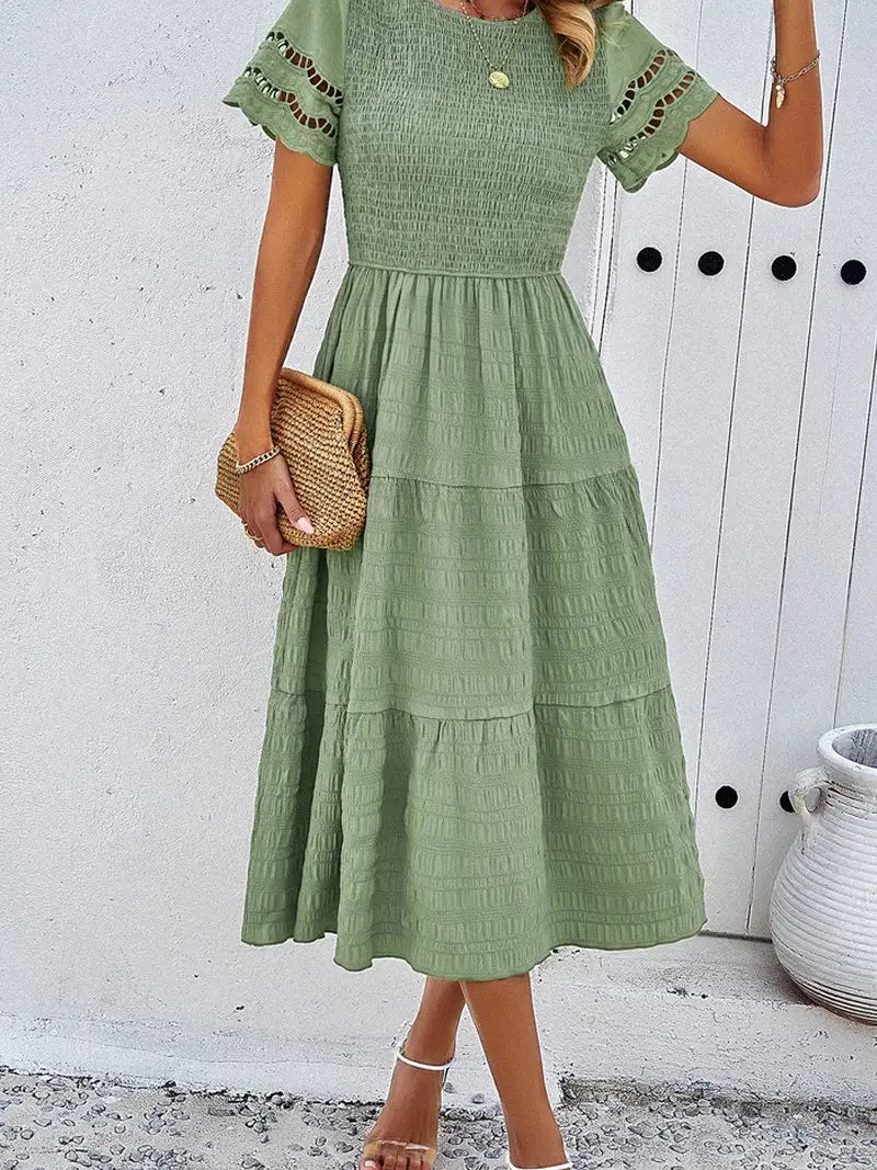 Matilda Olive Smocked Dress