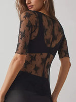 Load image into Gallery viewer, Rakelle Floral Sheer Mesh Top
