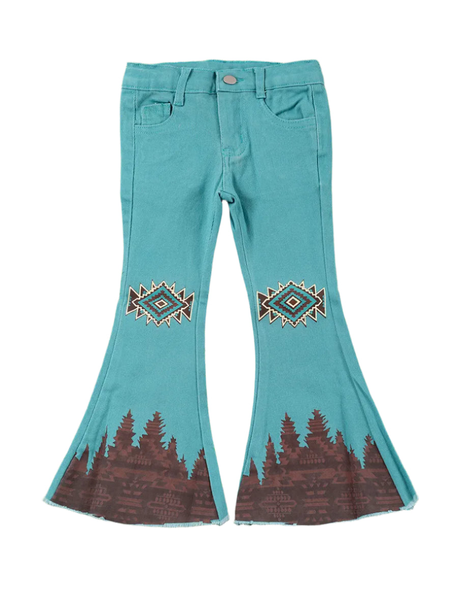 Aliya Kids Aztec Detail Bootcut Jeans