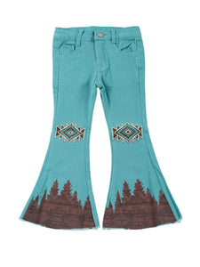 Aliya Kids Aztec Detail Bootcut Jeans