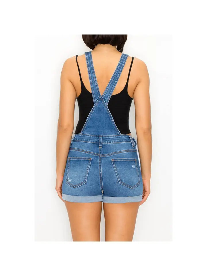 Genie Distressed Shortalls