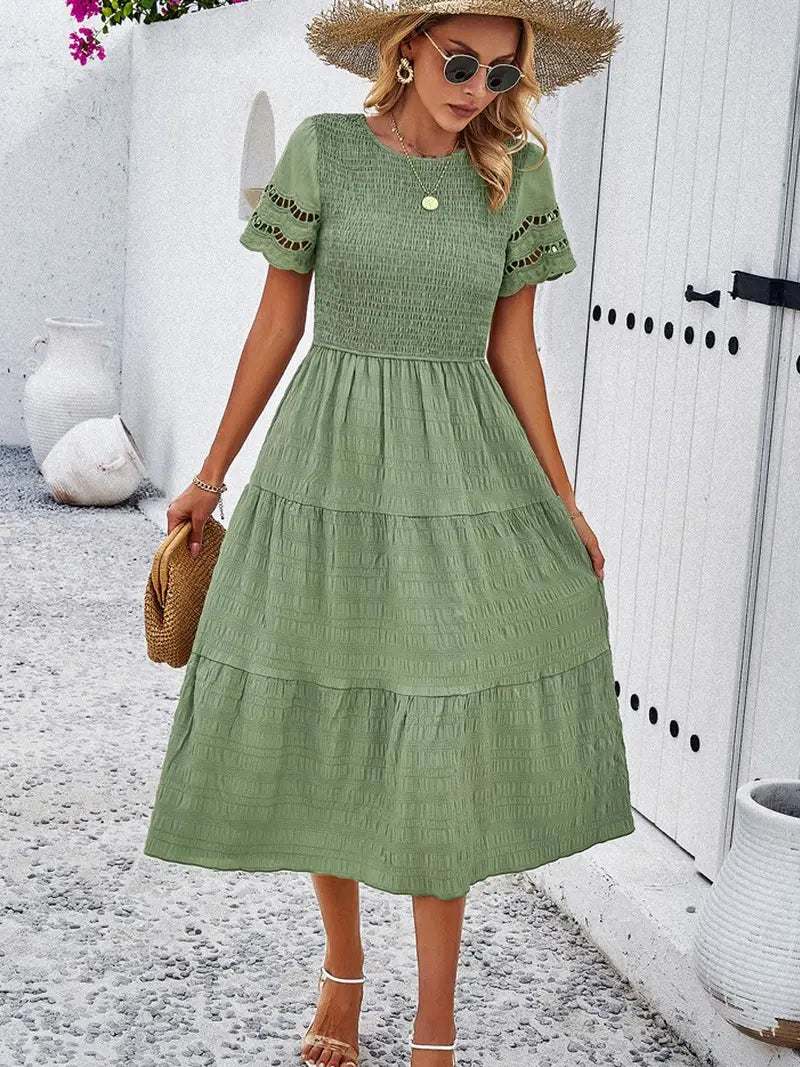 Matilda Olive Smocked Dress