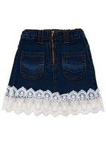 Load image into Gallery viewer, Rose Kids Lace Hem Denim Skirt
