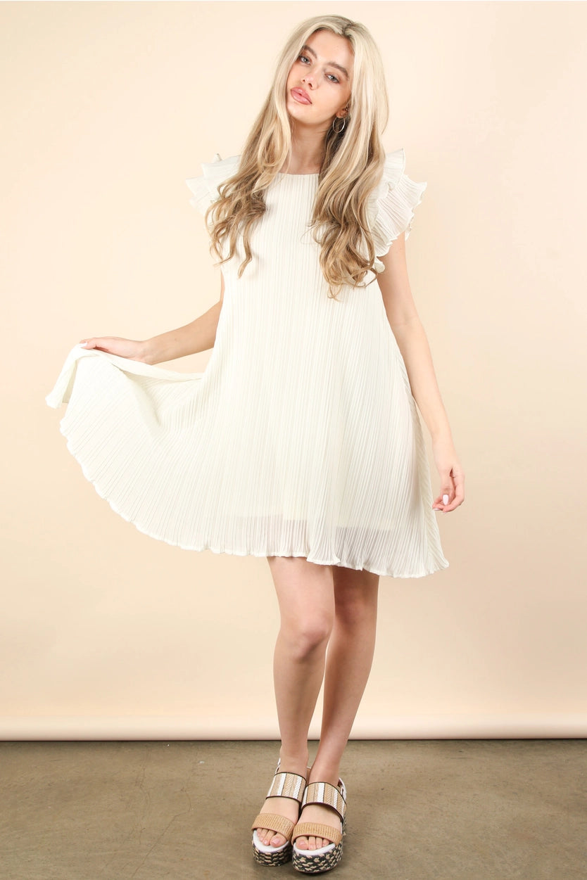 Alice Ruffle Sleeve Pleated Dress