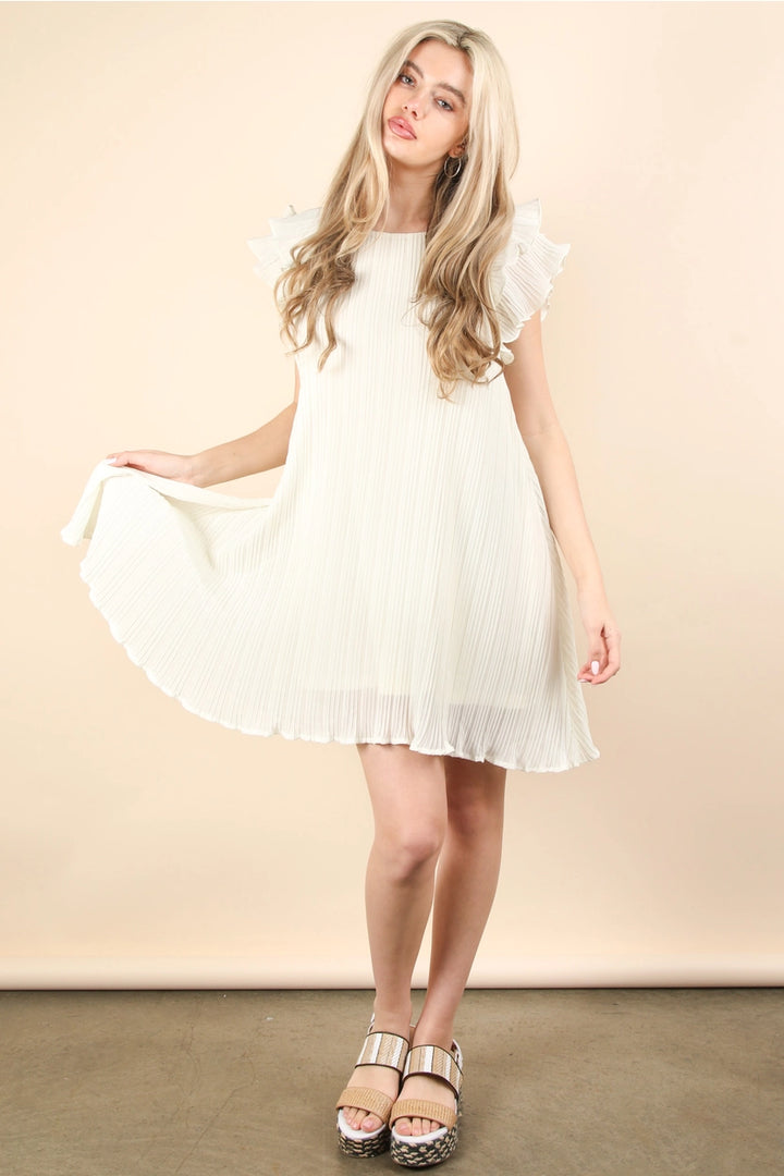 Alice Ruffle Sleeve Pleated Dress