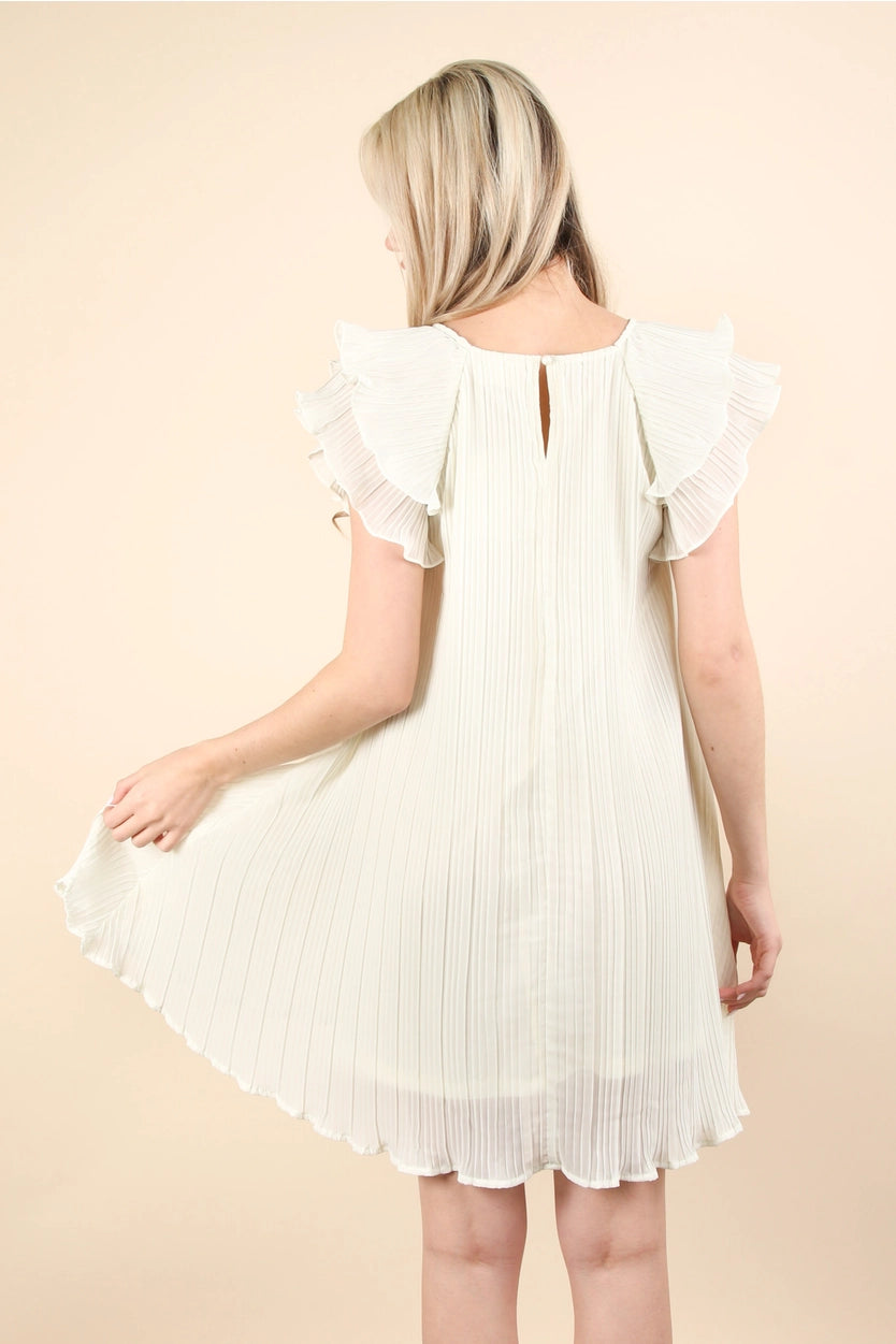 Alice Ruffle Sleeve Pleated Dress