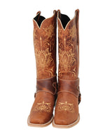 Load image into Gallery viewer, Kelly Lotus Flower Cowgirl Boots
