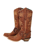 Load image into Gallery viewer, Kelly Lotus Flower Cowgirl Boots
