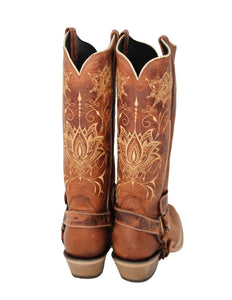 Kelly Lotus Flower Cowgirl Boots