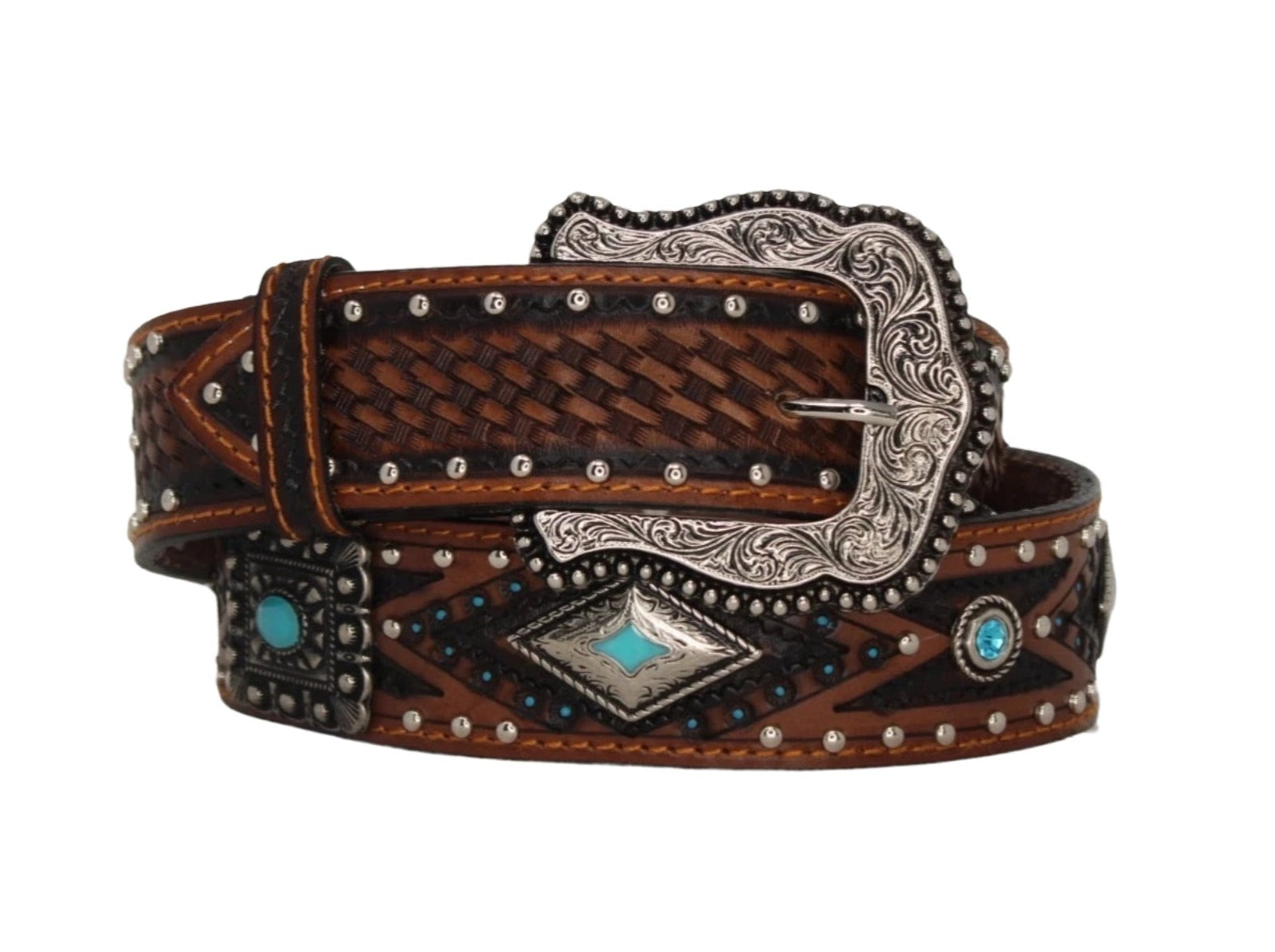 Thea Studded Leather Concho Belt