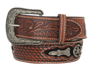 Texas Star Stamped Leather Belt