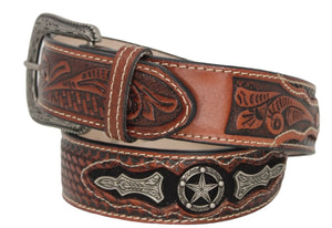 Texas Star Stamped Leather Belt