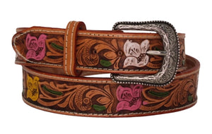 Finley Detailed Floral Leather Belt