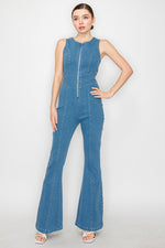Load image into Gallery viewer, Aleida Denim Boot-cut Jumpsuit
