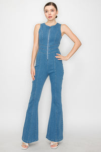 Aleida Denim Boot-cut Jumpsuit