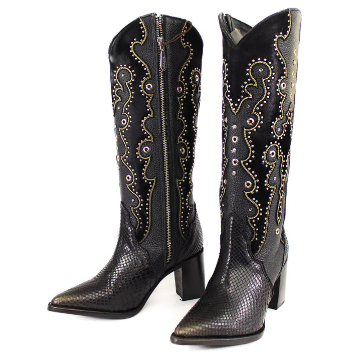 Harriet Black Python Ladies Boots