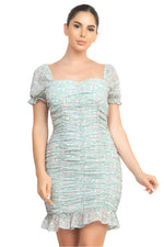 Load image into Gallery viewer, Edith Floral Shirred Puff Sleeve Dress
