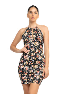 Anne Marie Halter Floral Bodycon Dress