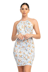Anne Marie Halter Floral Bodycon Dress