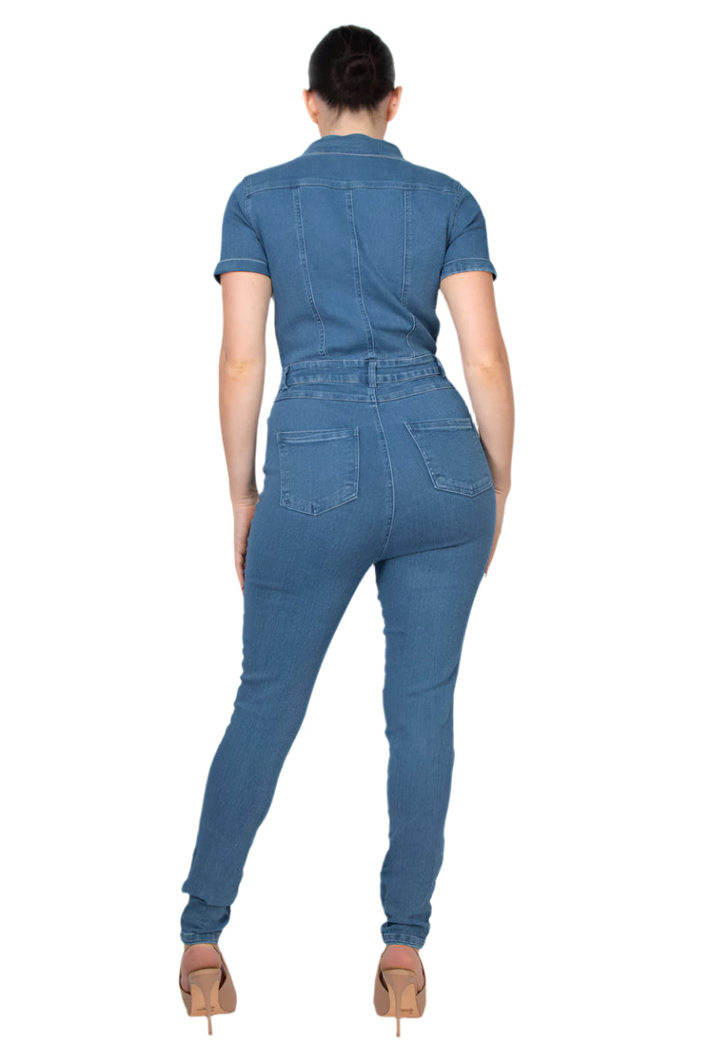 Dennie Button Down Skinny Jumpsuit