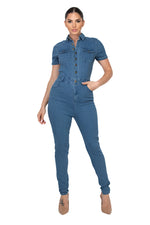 Load image into Gallery viewer, Dennie Button Down Skinny Jumpsuit
