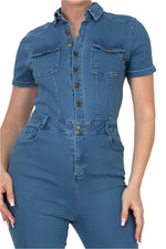 Load image into Gallery viewer, Dennie Button Down Skinny Jumpsuit

