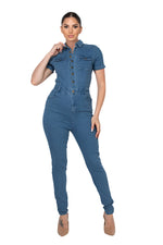 Load image into Gallery viewer, Dennie Button Down Skinny Jumpsuit
