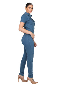 Dennie Button Down Skinny Jumpsuit
