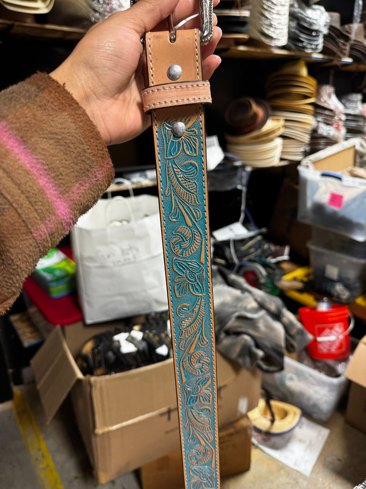 Turquoise Floral Belt