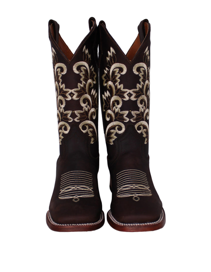 Calico Ivy Detail Cowgirl Boots