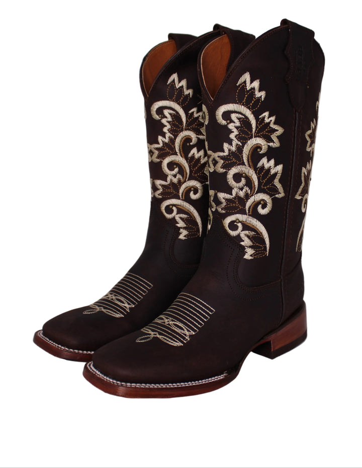 Calico Ivy Detail Cowgirl Boots