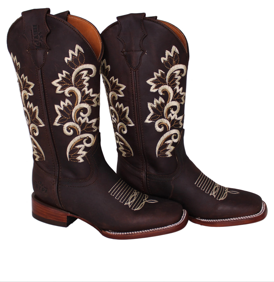 Calico Ivy Detail Cowgirl Boots