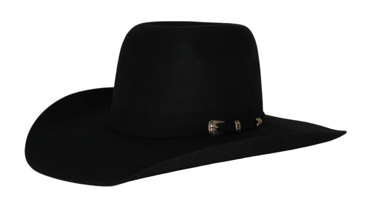 Bullrider Black Oval Crown Wool Hat