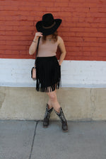 Load image into Gallery viewer, Kitty Fringe Suede Skirt
