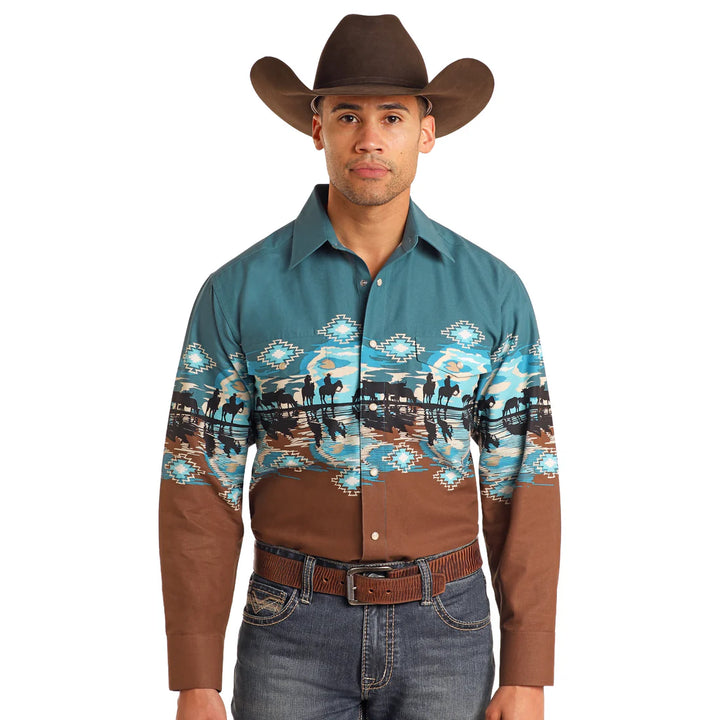 Cowboy RNR Border Print Shirt