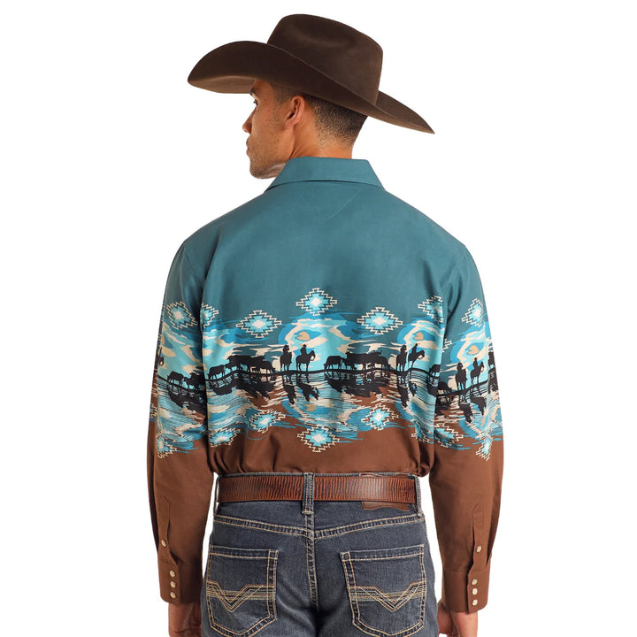 Cowboy RNR Border Print Shirt