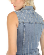 Load image into Gallery viewer, Abilene Rhinestone Jean Vest
